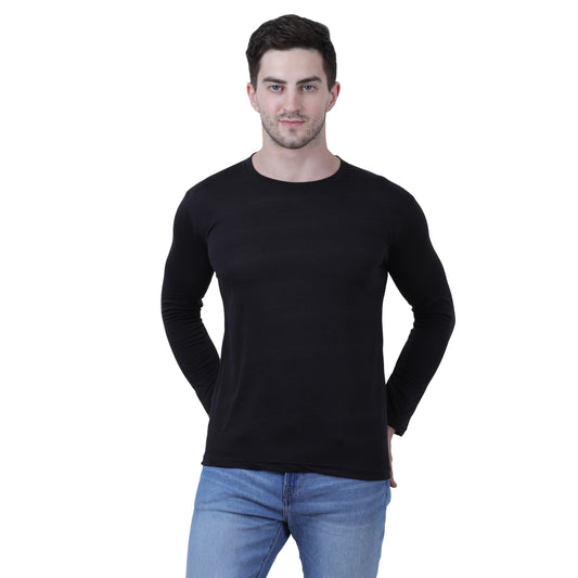 Cotton Blend Solid Full Sleeves T-Shirt