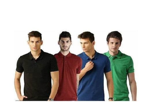 Poly Cotton Solid Half Sleeves Mens Polo T-shirt (Pack of 4)