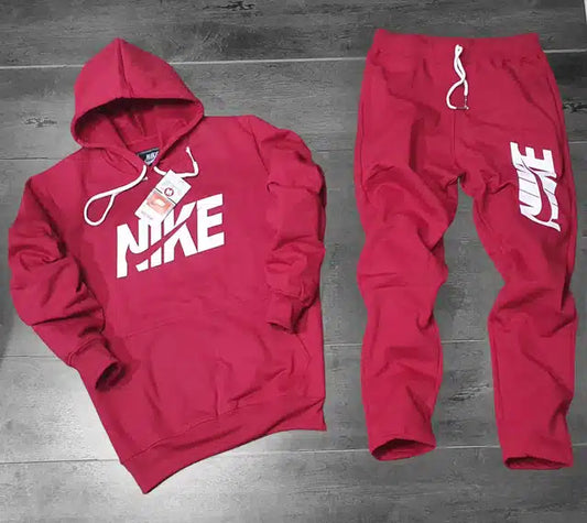 Fleece Hooded Tracksuits for Men (Maroon, L)