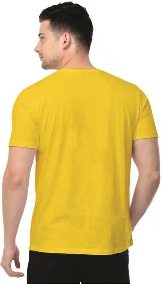 Printed Round Neck T-Shirt for Men (Yellow, XXL)