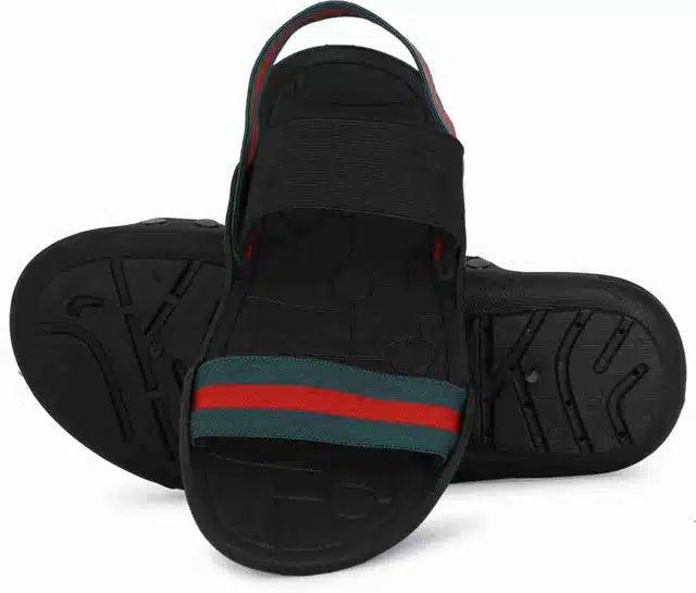 Casual Sandals for Men (Black & Green, 6)