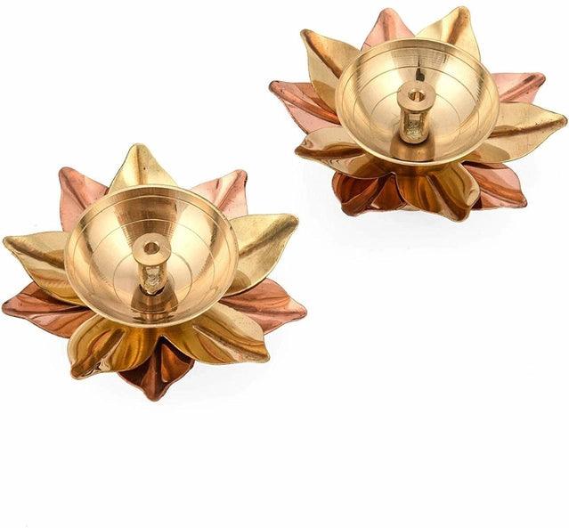 Designer Brass Diya Set (Gold, Pack of 2)