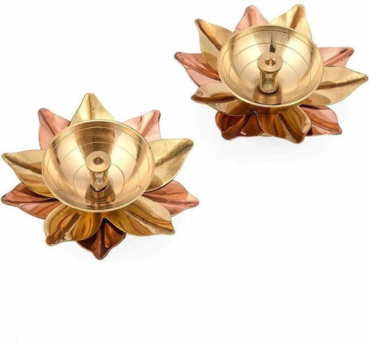 Designer Brass Diya Set (Gold, Pack of 2)