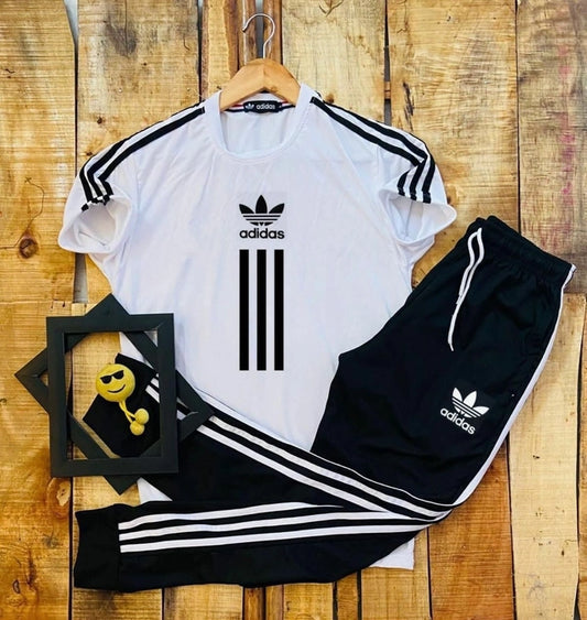 Printed Tracksuit for Men (White & Black, M)