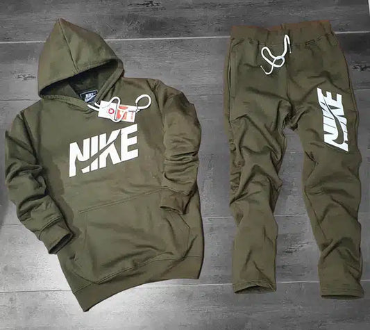 Fleece Hooded Tracksuits for Men (Olive, M)