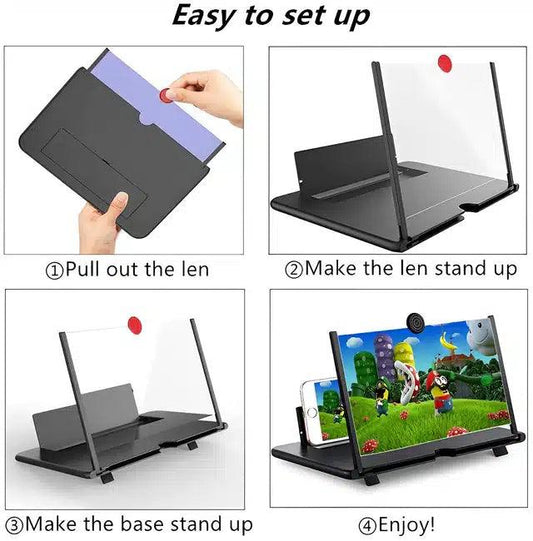 3D HD Mobile Screen Amplifier for All Smart Phone & Tabs (Black)