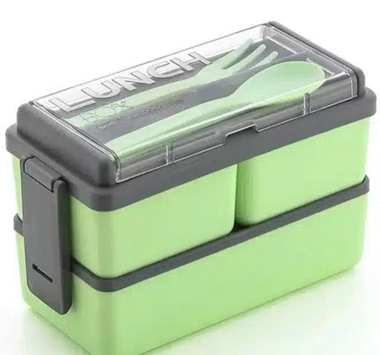 Plastic Lunchbox with Spoon & Fork (Mint Green, 1500 ml)